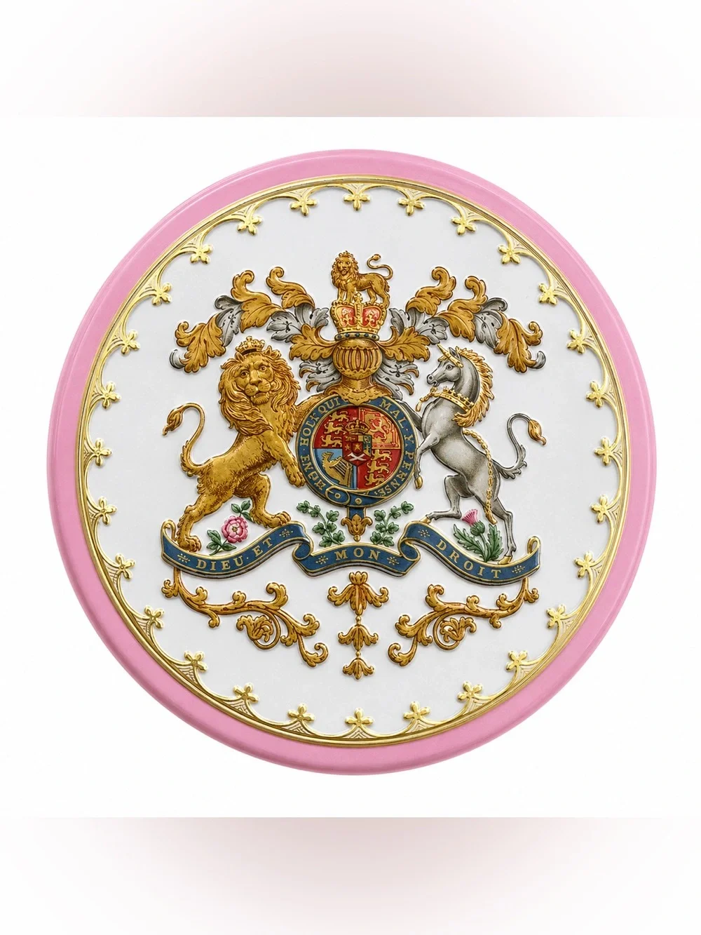 Authentic, Buckingham Palace Strawberry Shortbread Decorative Tin -Pink,Gold 🩷👑🩷